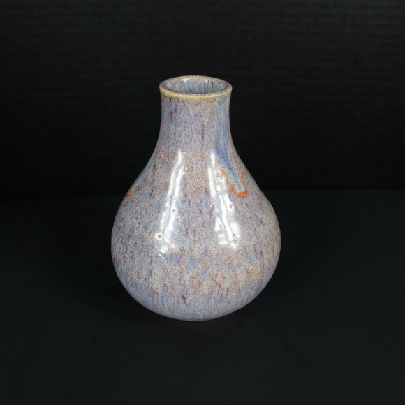 Art Pottery Blue Orange Drip Glaze Vibrant Vase Signed By Artist - Picture 3 of 14